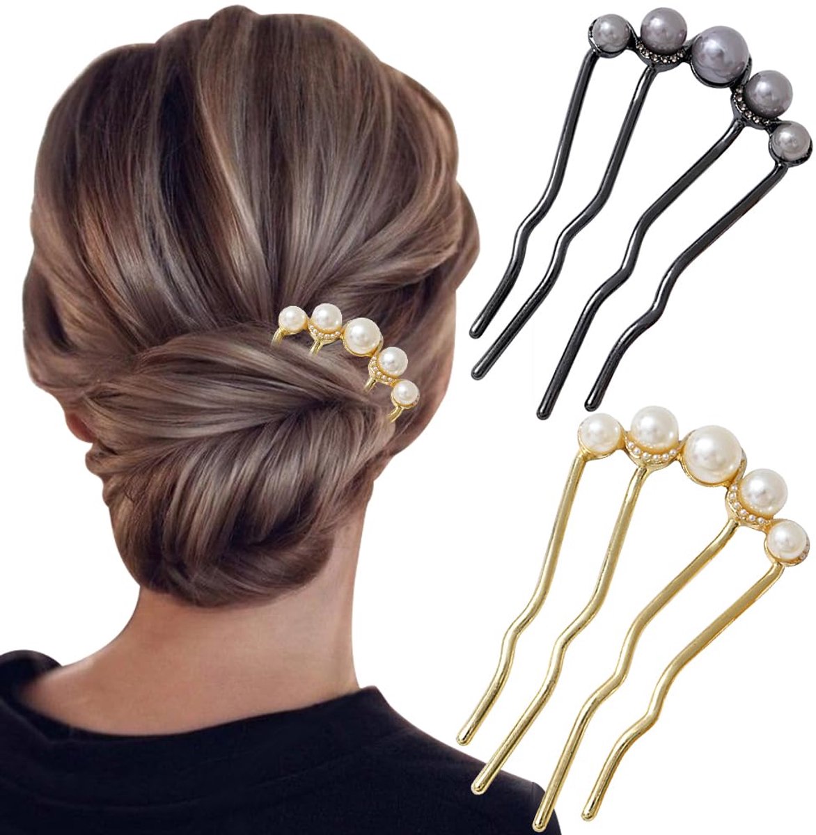 Haarspelden in U-vorm, zijkam voor bruidshaar, metalen haarspeld, vintage haarvorkclips voor vrouwen, ideaal voor bruiloften en feesten