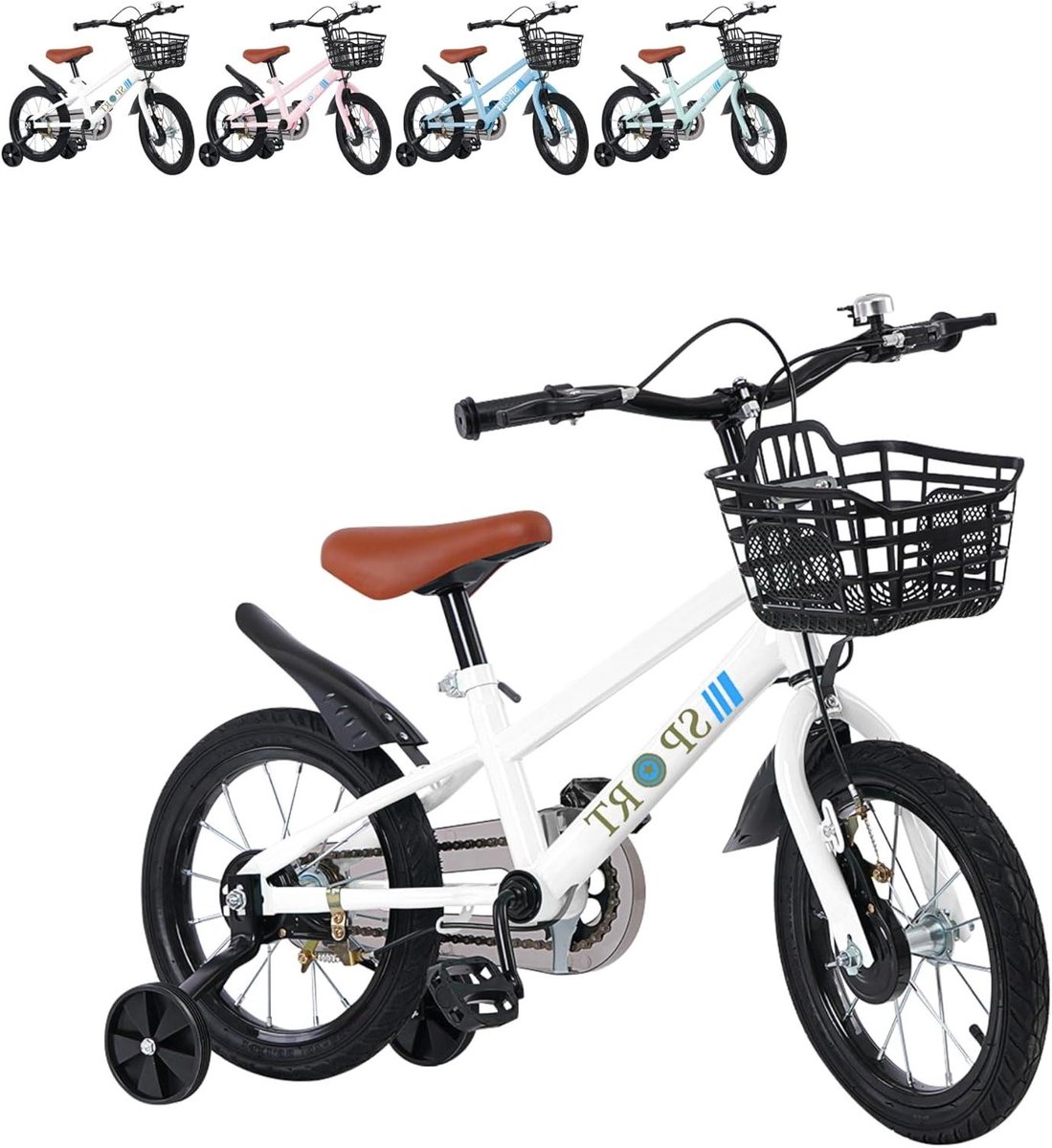 Kinderfiets Loopfiets Leren Fietsen Steunwielen Inclusief 12-16 Inch Wit