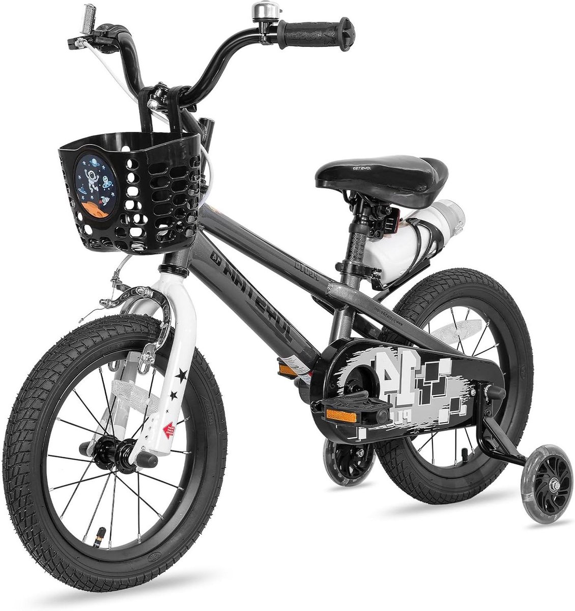 Kinderfiets - Loopfiets Peuterfiets - Leren Fietsen - Met Zijwieltjes - 16 Inch - Grijs
