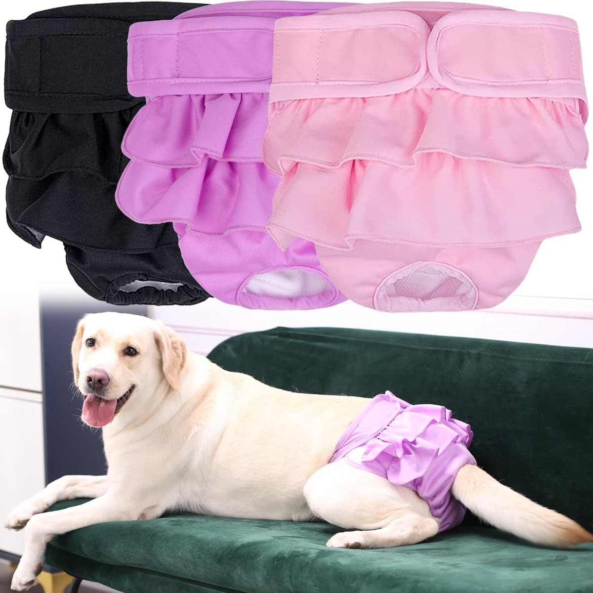 Herbruikbare en Wasbare Hondend diapers - 3-Pack Super Absorbente Incontinentie Pants voor Vrouwelijke Honden in de Dracht en tijdens de Loopperiode