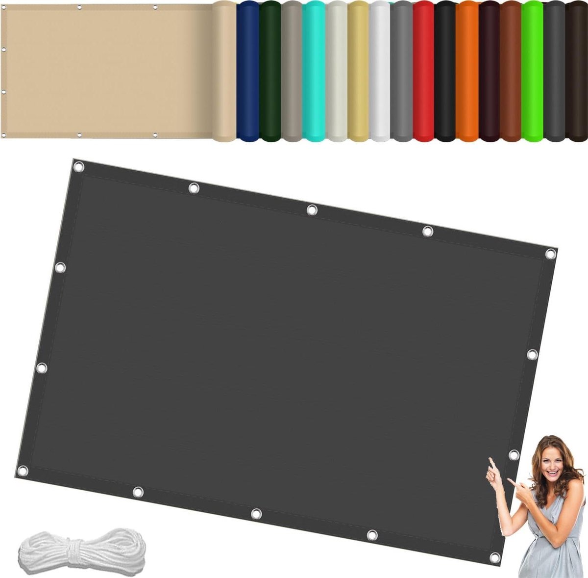 Zonnezeil Schaduwdoek - Waterdicht Zonwering - Buitenruimte Koel - UV Bescherming - 75 x 180 cm - Donkergrijs