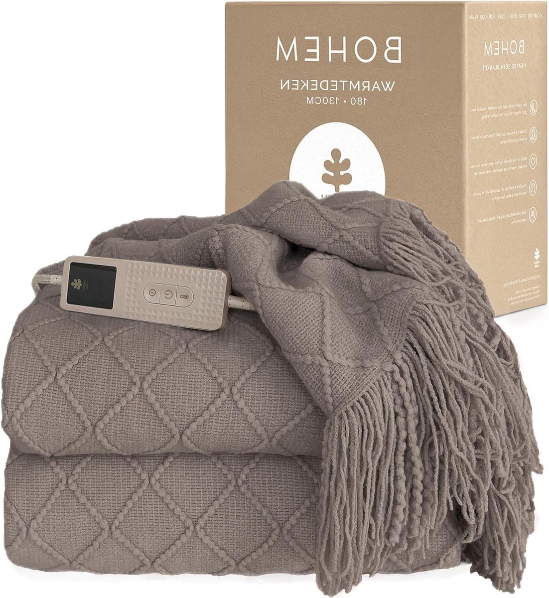 Verwarmde Deken - Elektrische Plaid - Bank en Bed - 9 Warmtestanden - 180 x 130 cm - Beige
