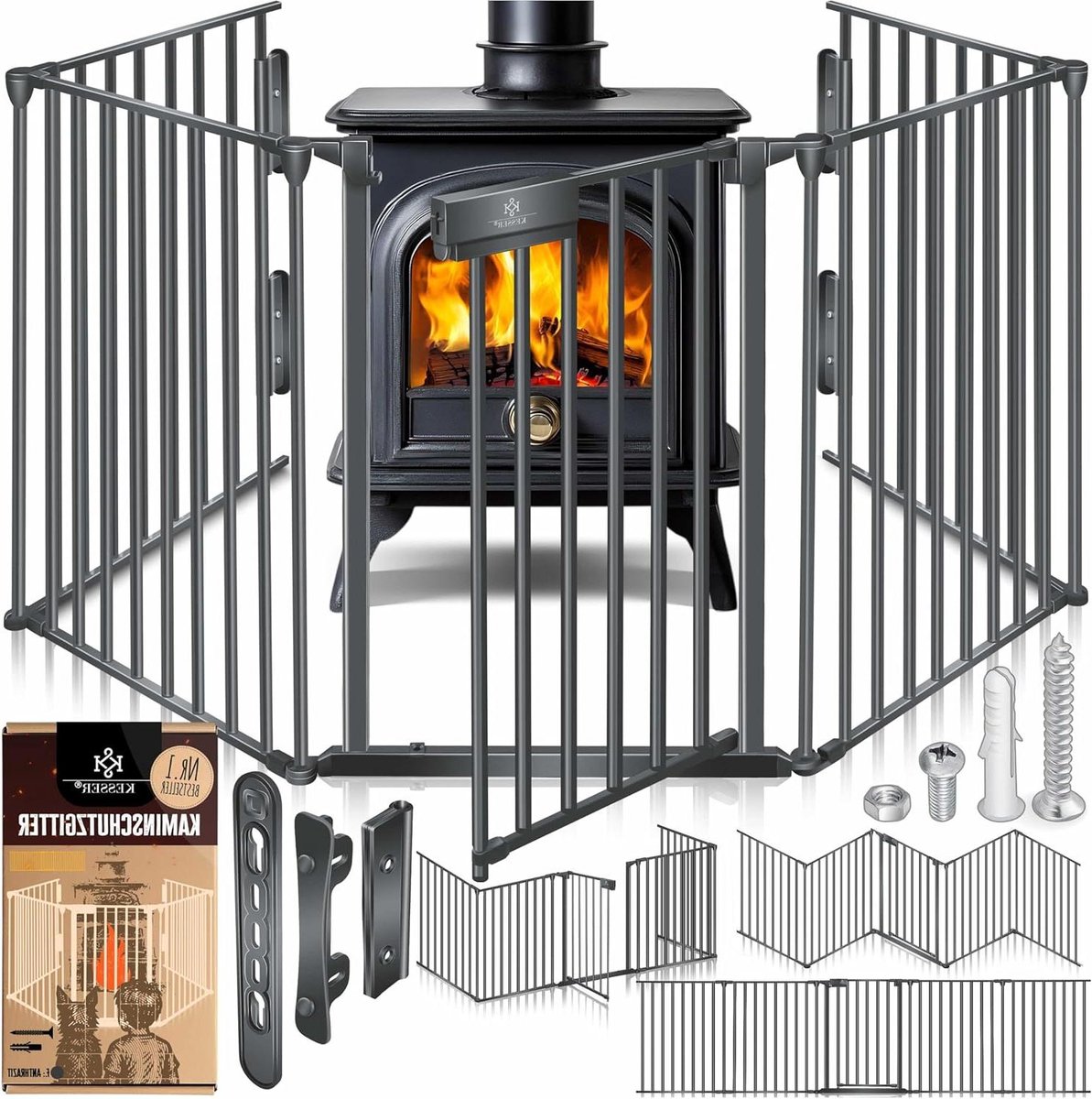 Haard Grille - Kinderhekje Oven - Kind Veilig Houden - Flexibel Inzetbaar - 305 cm - Antraciet