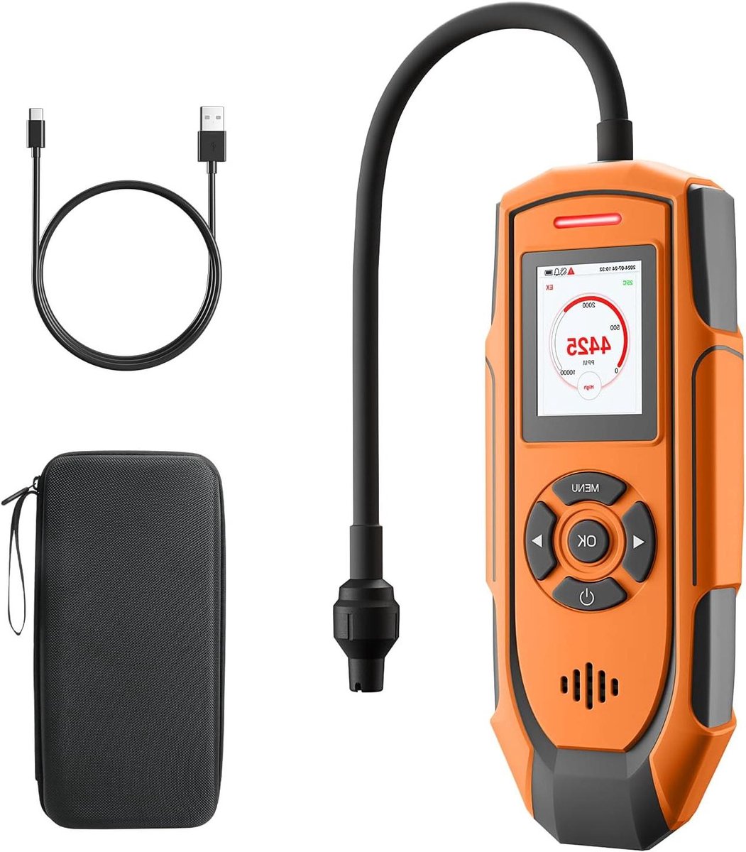 Gaslekdetector - Gasmelder Lekzoeker - Veiligheid Controleren - Hoge Precisie Sensor - 0-10.000 ppm - Oranje