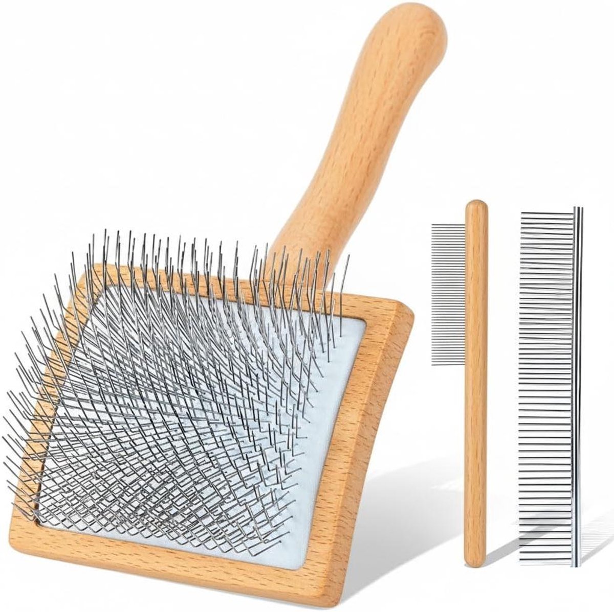 Hondenborstel Hout - Verzorgingsgereedschap - Vacht Verzorgen - Dubbele Pinnen - 53 cm - Niet gespecificeerd