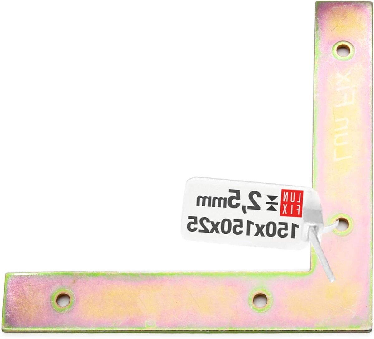 Verbindingshoek L - Haakse Beugel - Houtconstructie Versterken - Gegalvaniseerd Staal - 150x150 mm - Geel