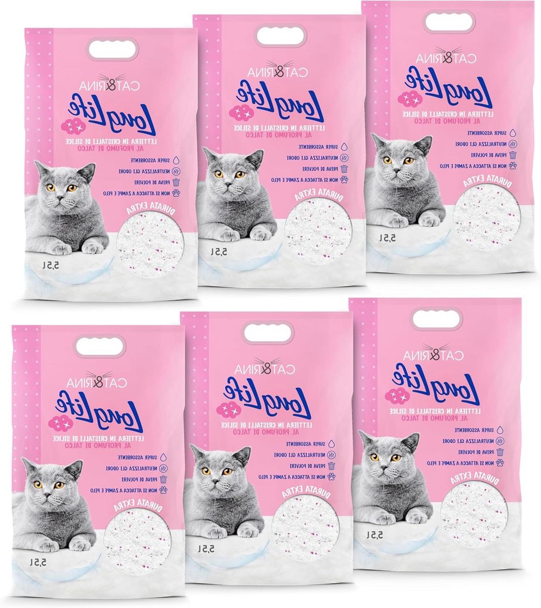 Kattenbakvulling Silicium - Kits Kristallen - Geur Neutraliseren - Stofvrij Absorberend - 6 Pakken 5.5L - Transparant