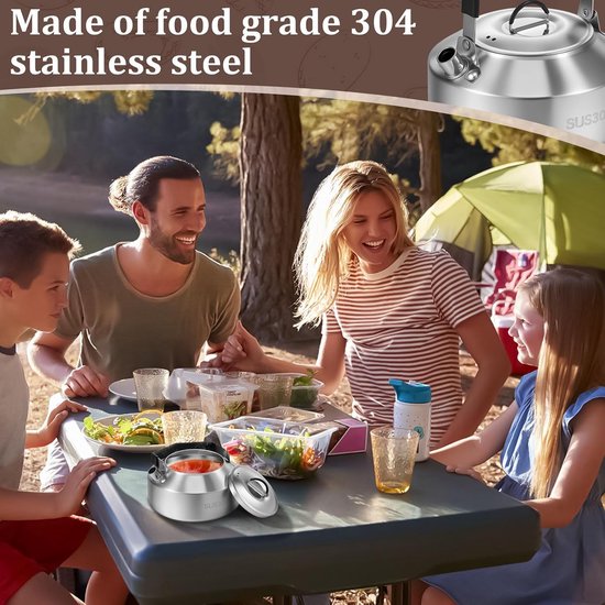 Waterkoker Outdoor - Camping Ketel - Koffie en Thee - Anti-scald handvat - 1 Liter - Zilver — afbeelding 3
