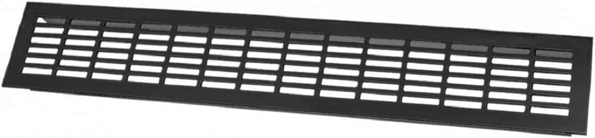 Ventilatierooster Aluminium - Ventilatieplaat Deurrooster - Luchtcirculatie Verbeteren - Moderne Rechthoekige Gaten - 80 x 480 mm - Zwart Geanodiseerd