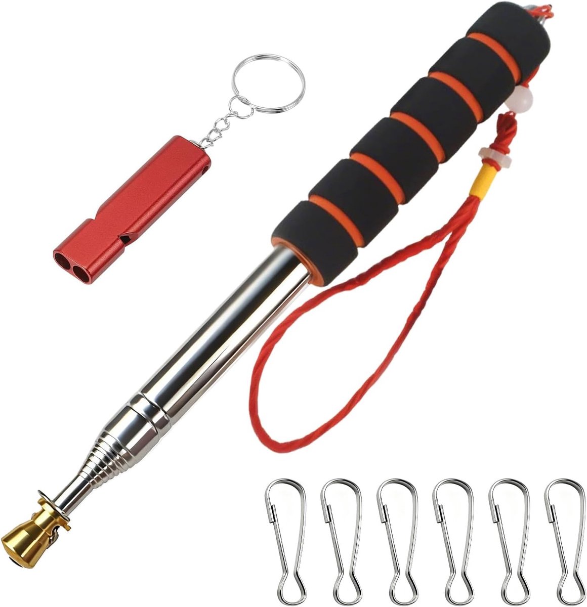 3 m, telescoopstang, uittrekbaar, roestvrij staal, handgreep, 3 meter, telescopische vlaggenstang, draagbaar, met antislip, geschikt voor reisleiders, camping, reizen (zwart)