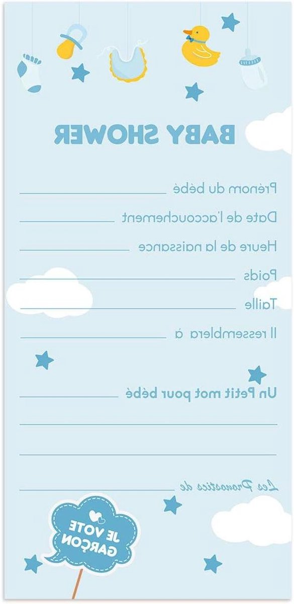 Voorspellingskaarten Babyshower - Baby Spel Kaarten - Babyshower Organiseren - Gedrukt op 300 gram papier