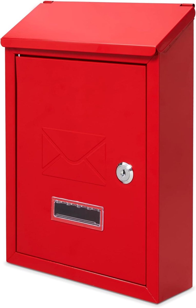 Wandgemonteerde brievenbus - Afsluitbare postbus - Post ontvangen - Weerbestendig ontwerp - 21 x 30 x 7 cm - Rood