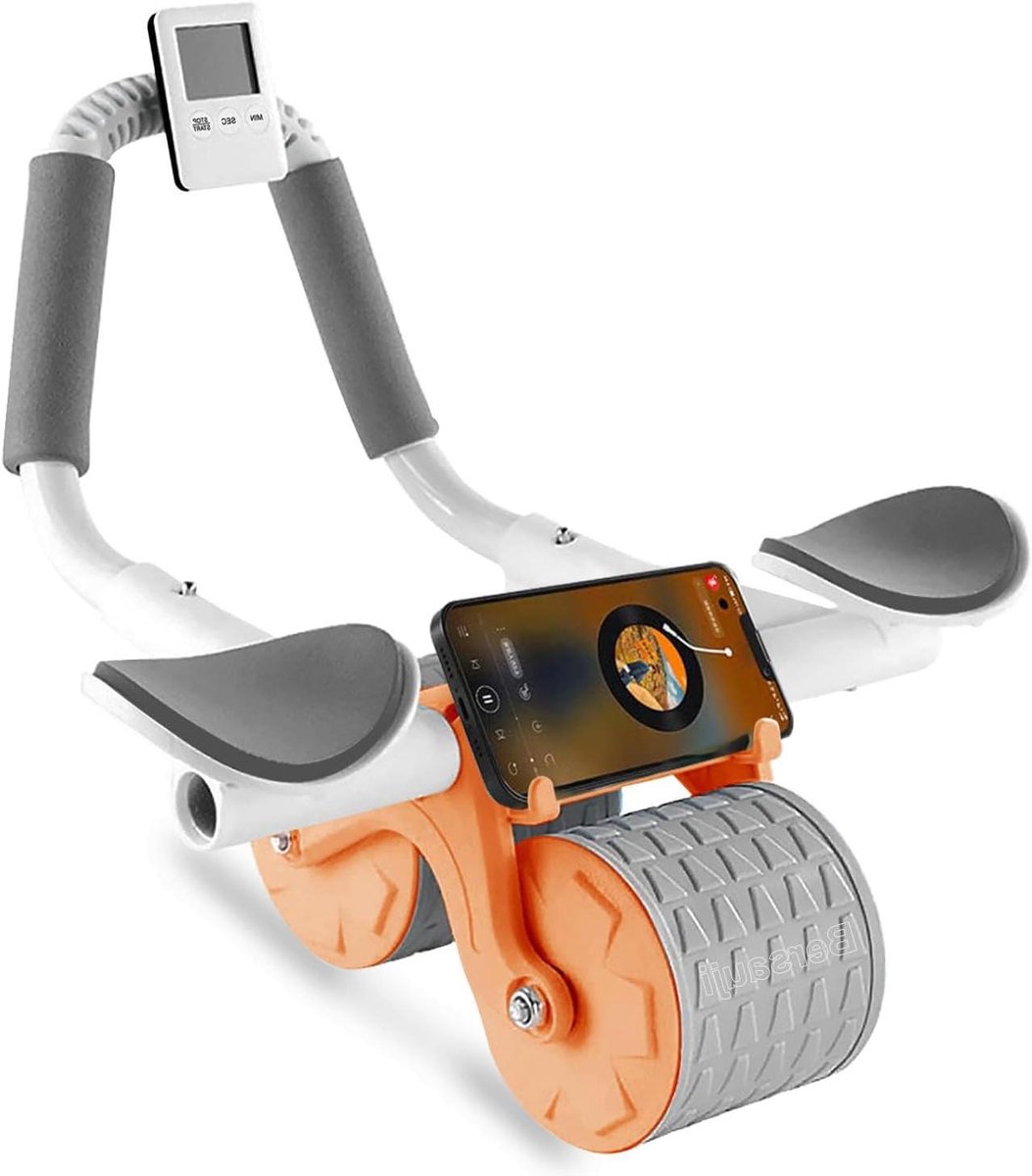 Ab Roller Wiel - Buikspierroller Fitnesswiel - Buikspieren Trainen - Automatische Rebound - 40 cm - Oranje