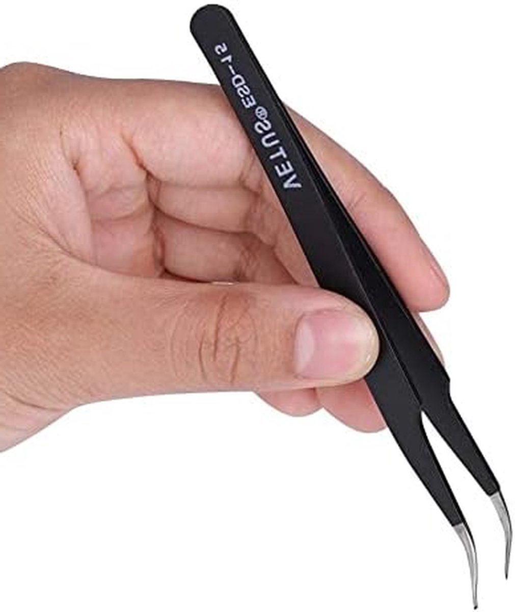 Anti-statische pincet - Precisie pincet Chirurgisch pincet - Elektronica Reparatie - Roestvrij staal Anti-statisch - 12 cm - Zwart