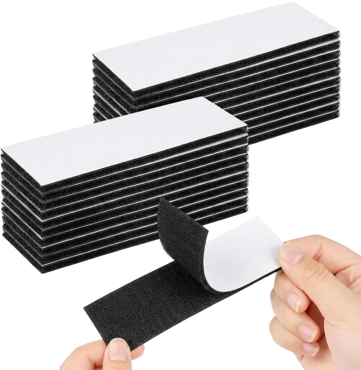 Klittenband, extra sterk, 3 x 10 cm, herbruikbare dubbelzijdige kleefpads, zwart - nylon klittenband, hoge hechtkracht, hittebestendig, op maat te snijden voor muur, meubels