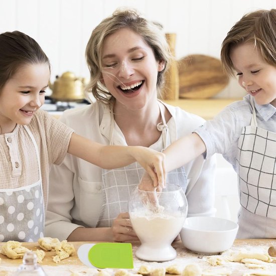 3 stuks deegschraper, deegschraper snijder, plastic gebak brood deeg cutter kom schraper gladder gereedschap, broodschraper voor het bakken van brood, pizza en cake (groen, wit) — afbeelding 5