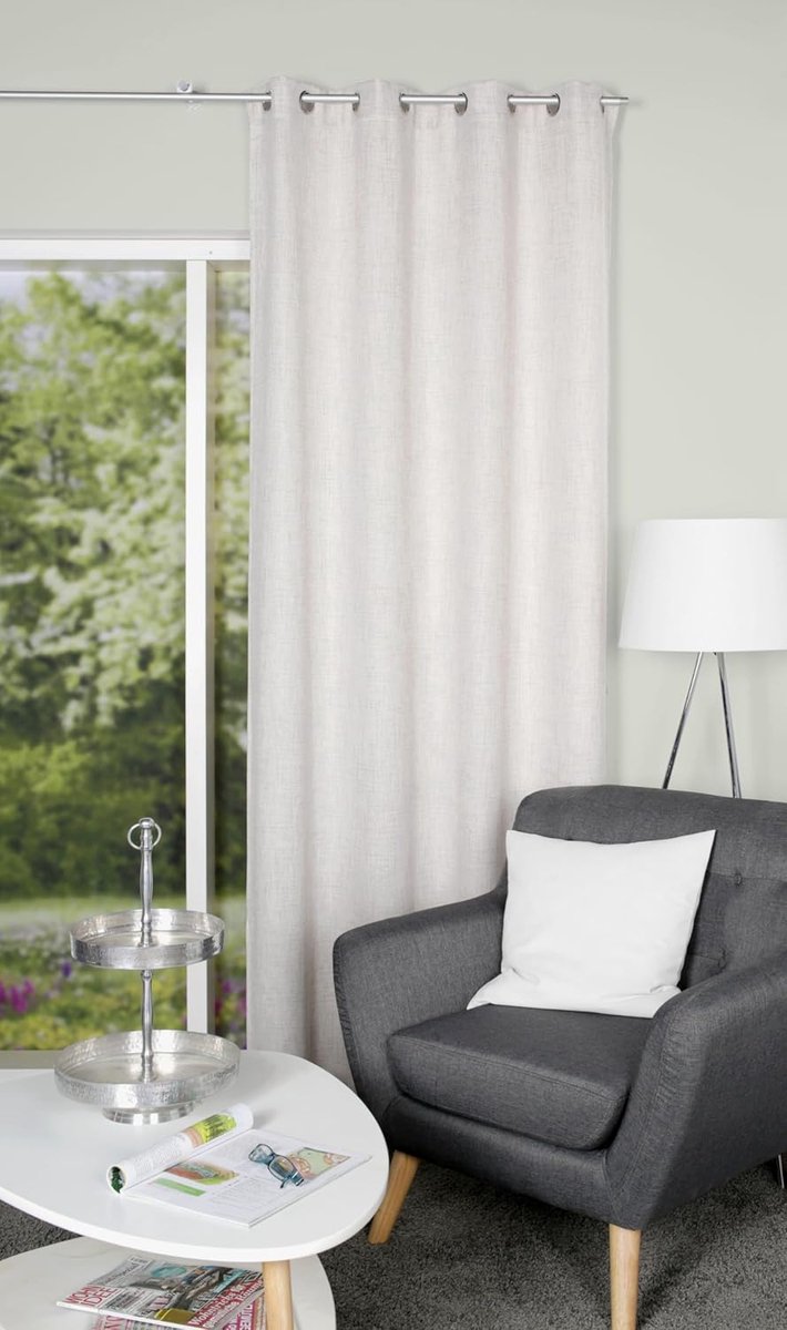 sjaal LINORA met oogjes in linnenstructuur, 245x140 cm, ondoorzichtig, kleur: grijs, afmetingen: 245 x 140 cm, aantal: 1x