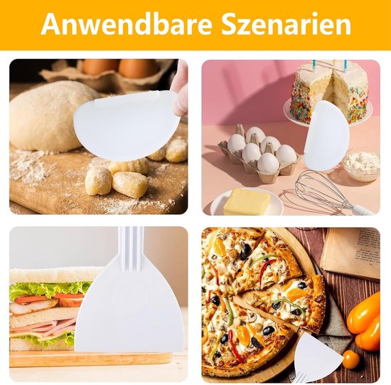 1 stuk deegkaart kunststof, 6 stuks taartspatel en 1 stuk deegspatel pizza, flexibele deegschraper, taartschraper voor keuken, bakken rand decoratie, pizza, deegsnijden, taarten accessoires — afbeelding 2