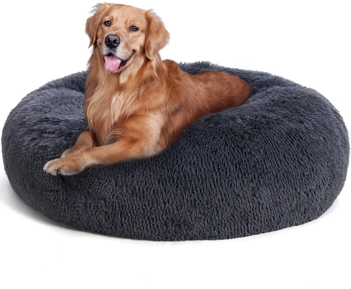 Rond Orthopedisch Hondenbed met Wasbare Hoes - Donkergrijs, 100 cm