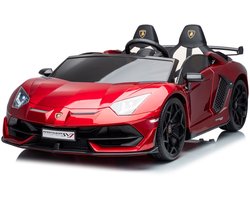 Lamborghini Aventador SVJ - Elektrische Kinderauto - 24V - met Afstandsbediening - 2 Persoons - Rood