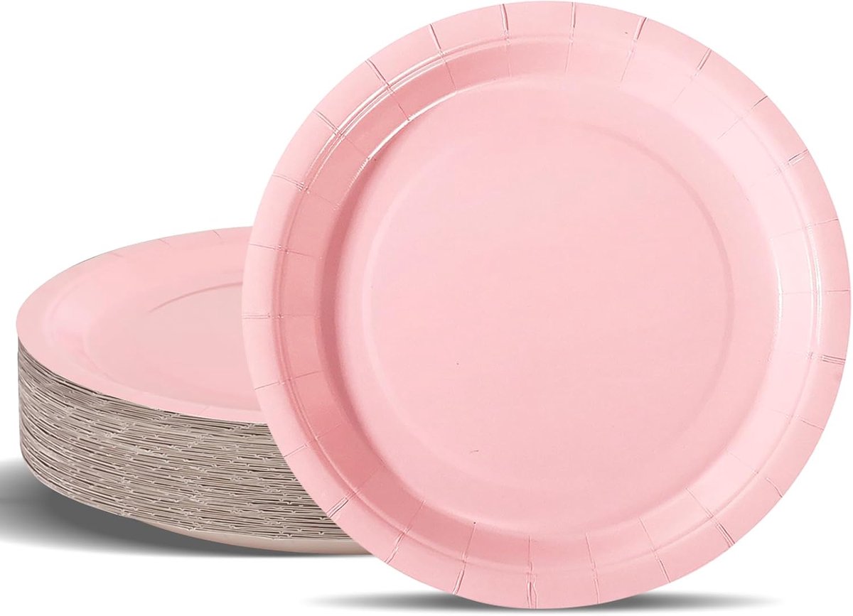 Roze Wegwerp Papieren Feestborden - 50 Stuks (23cm)