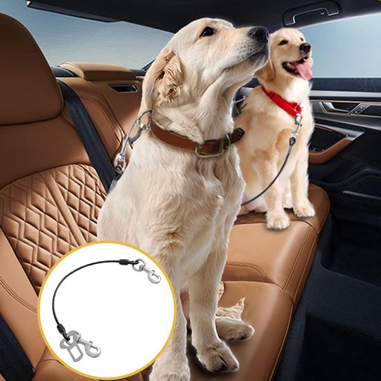 Veiligheidsgordel voor honden, auto, 2 stuks, met 360° draaibare haak, hondengesp voor de auto, geschikt voor puppy's, kleine, middelgrote en grote honden (60 cm) — afbeelding 5