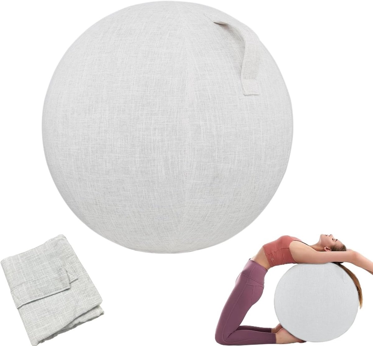 Beschermhoes voor gymnastiekbal, Yogabal Afdekking, 65 cm Gymnastiekbal Hoes Opvouwbaar Zitbal Stof Hoes voor Fitnessbal Pilates Yogabal/Bürobal Balansbal