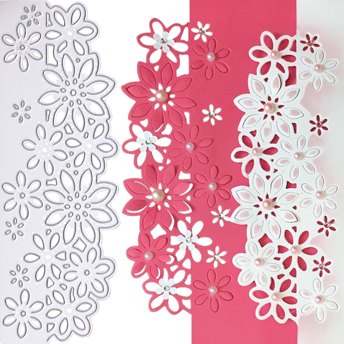 Stansform in Spitzenform Metalen Stansform met Bloemenrand voor Scrapbooking – Duurzame decoratieve, uitgesneden stencils voor DIY-scrapbook-fotoalbums