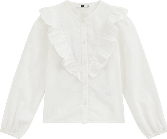 WE Fashion Meisjes blouse met ruches en embroideries