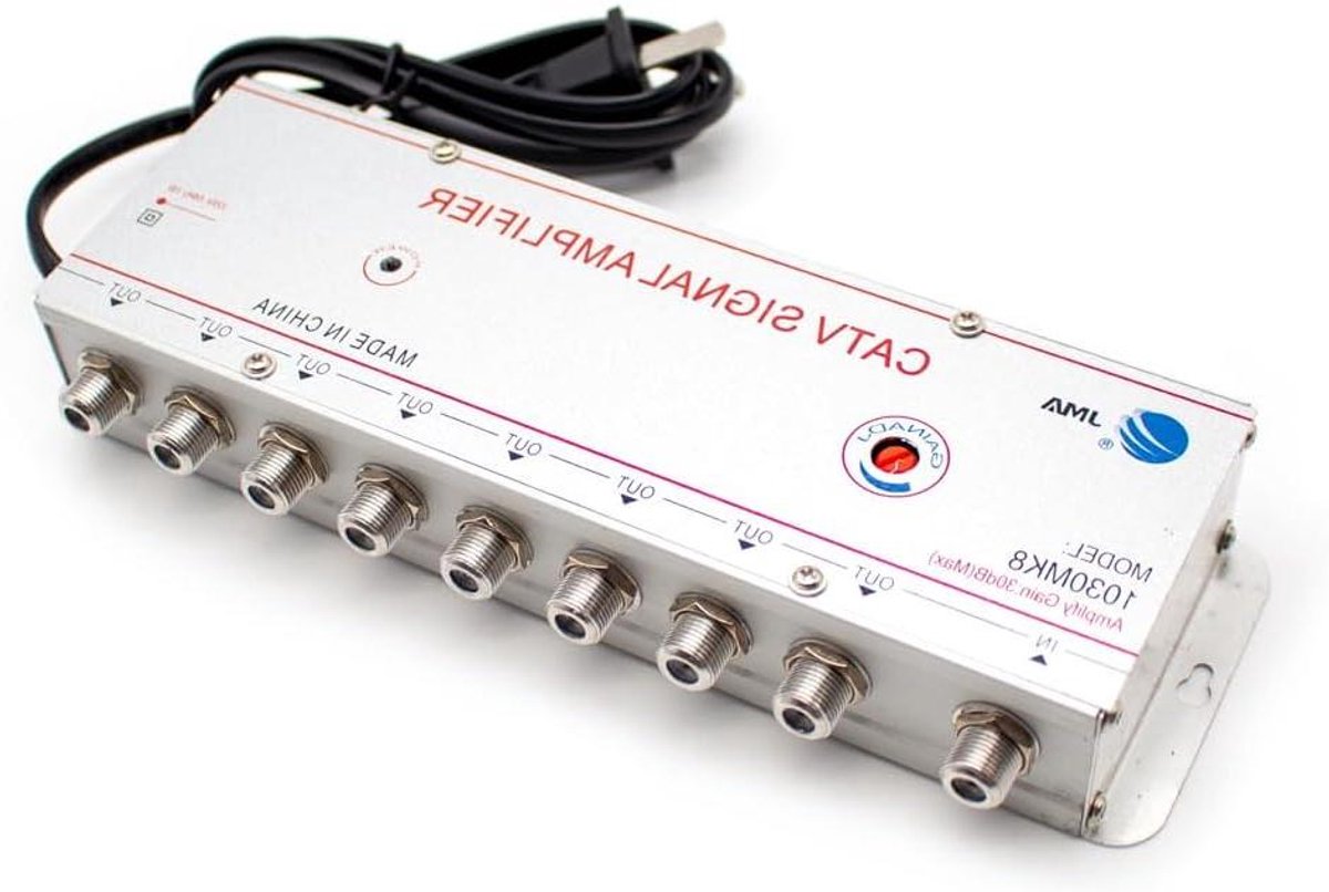 CATV Signaalversterker 1-in 8-uit Analoge Digitale Kabel TV Versterking tot 30DB