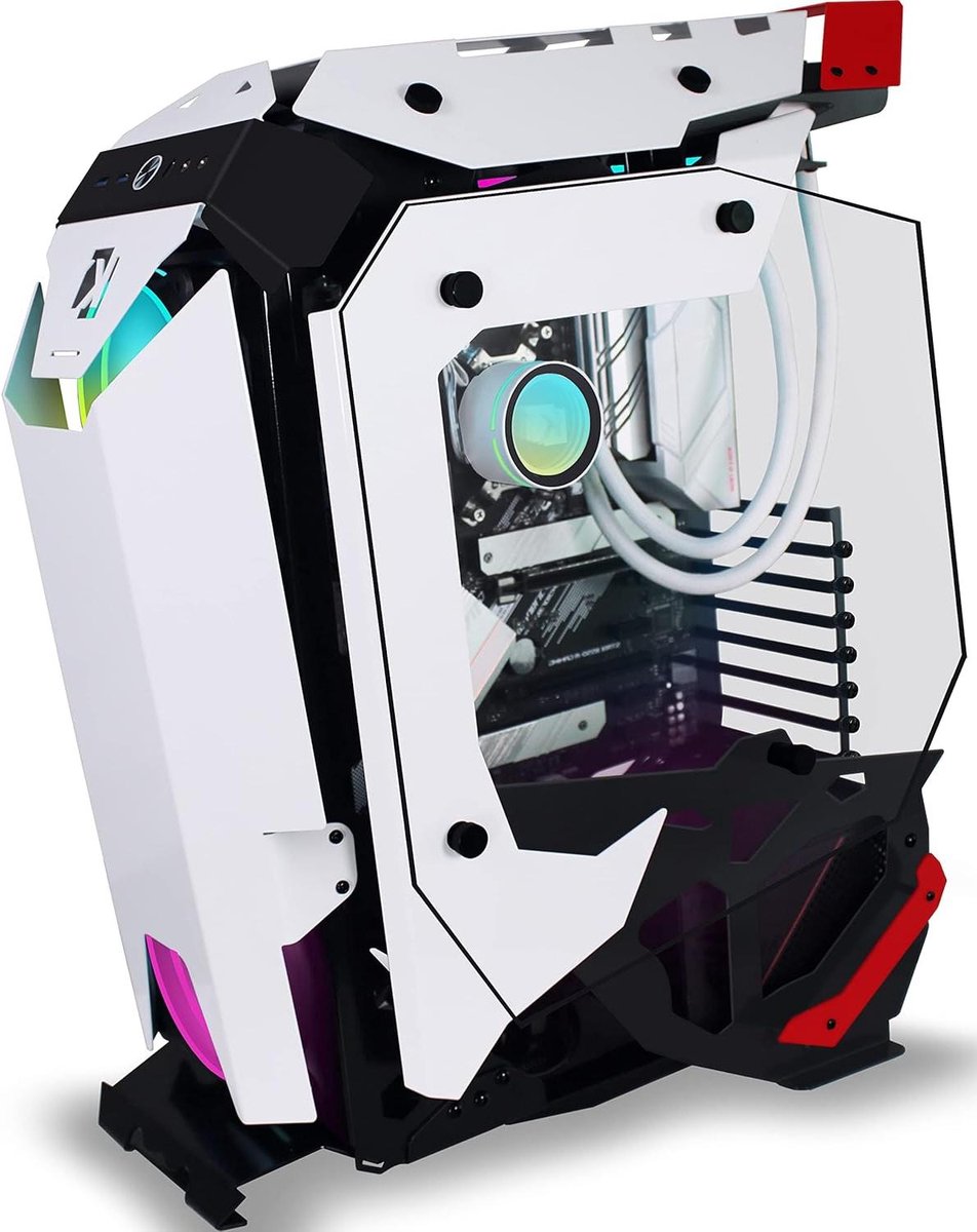 PC Behuizing - Computerkast Tower - Gaming Setup - Gehard Glas Deur - 50 x 32 x 51 cm - Wit
