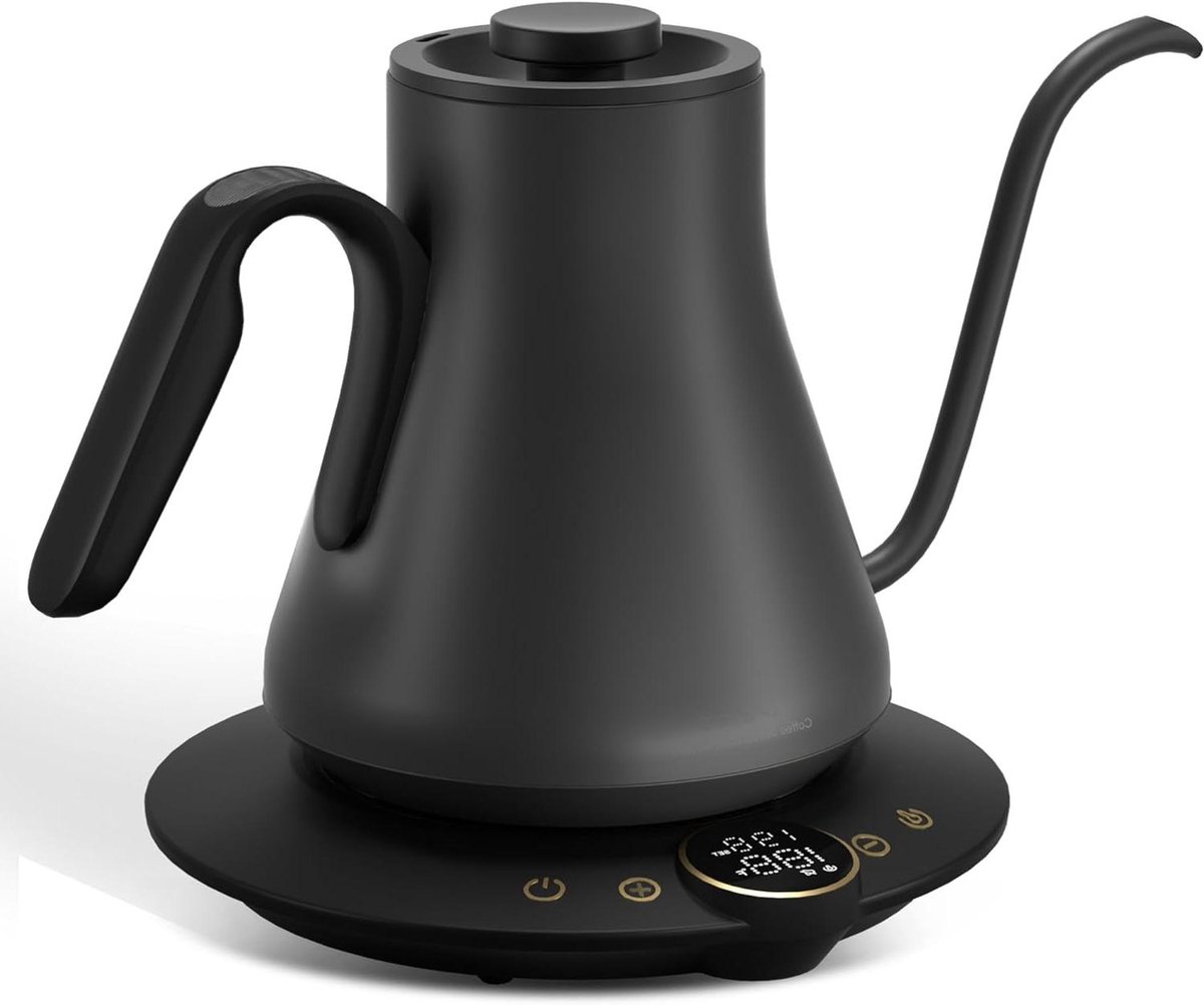 Elektrisch Waterkoker - Theeketel Zwart - Koffie en Thee Zetten - Precisie Temperatuurregeling - 0.9 Liter - Mat Zwart