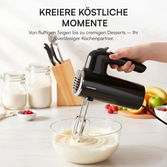 Handmixer - Keukenmixer Mixer - Beslag Mixen - 6 Snelheden Turbo - 300 Watt - Zwart — afbeelding 2