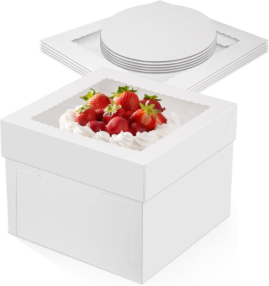 Taartdoos - Cake Doos - Taart Transport - Stevig Ontwerp - 25x25x20.3 cm - Wit