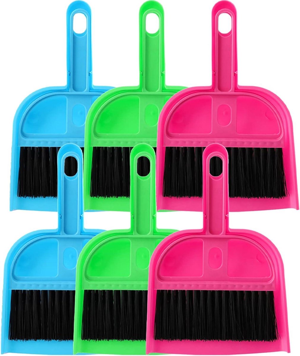Mini Reinigingsset - Stoffer en Blik - Desktop Schoonmaken - Ruimtebesparend 2-in-1 - 28 cm - Zwart