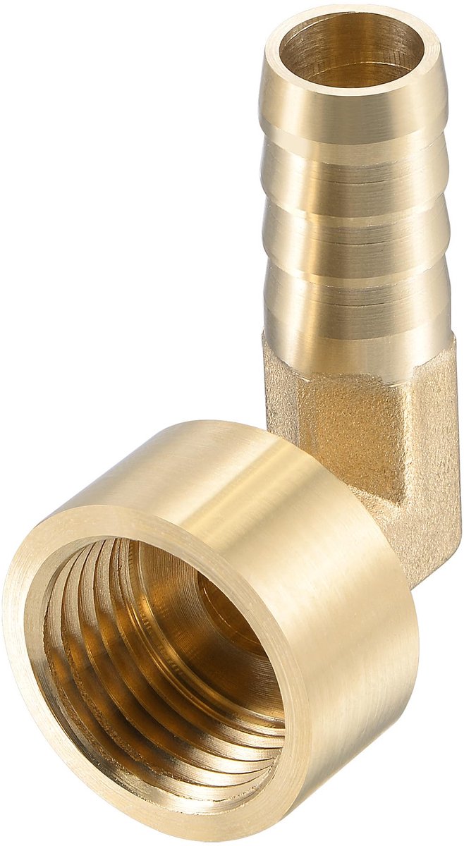 sourcing map Messing barbpaansluiting, 12 mm stekker x G1/2 bus, adapter voor water, brandstof, lucht