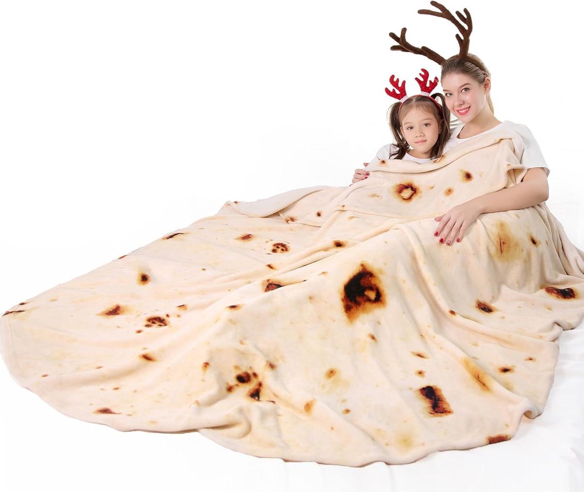 Wikkeldeken Burritostijl - Voedseldeken Tortilla - Gezellig Ontspannen - Dubbelzijdig Flanel - 203 cm - Geel