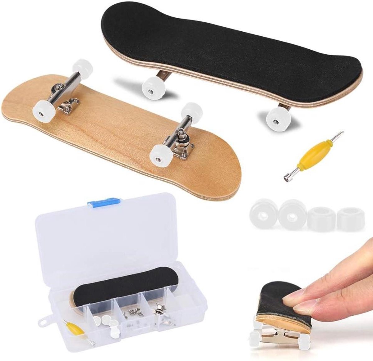 Fingerboard Mini Skateboard Vingerboard Set Mini Skate Vinger Skate Tricks 5-Laags Esdoorn Hout Compleet Set