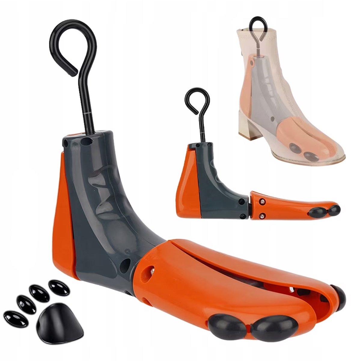 Schoenspanner - Maten 40-47 EU - 1 stuk - Maat L - Unisex - Vormgevende schoenspanner - Geschikt voor zowel mannen als vrouwen - Schoenspanner voor hoge schoenen - Universele schoenspanner - Omkeerbaar - Grijs/Oranje
