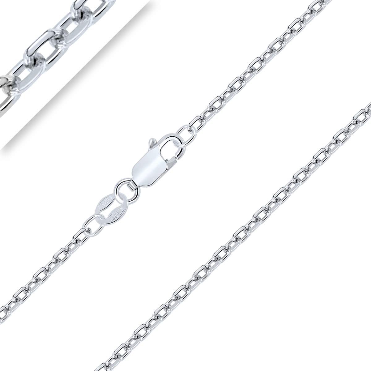 - Halsketting met zilveren ketting 925/1000 - diamanten ankerketting - gerhodineerde afwerking - breedte: 2,5 mm, 50 cm, Sterling zilver