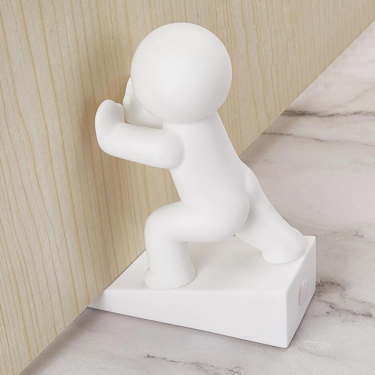 Deurstopper - Deurwig decoratief - Vloeren beschermen - Antislip basis - 12 cm - Wit