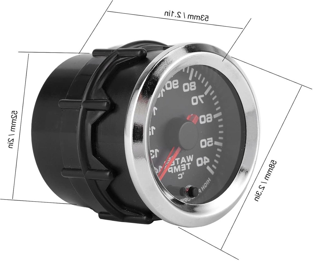 Watertemperatuurmeter Auto - Koelvloeistofmeter - Motorbewaking - 7 Kleuren LED - 52 mm - Zwart