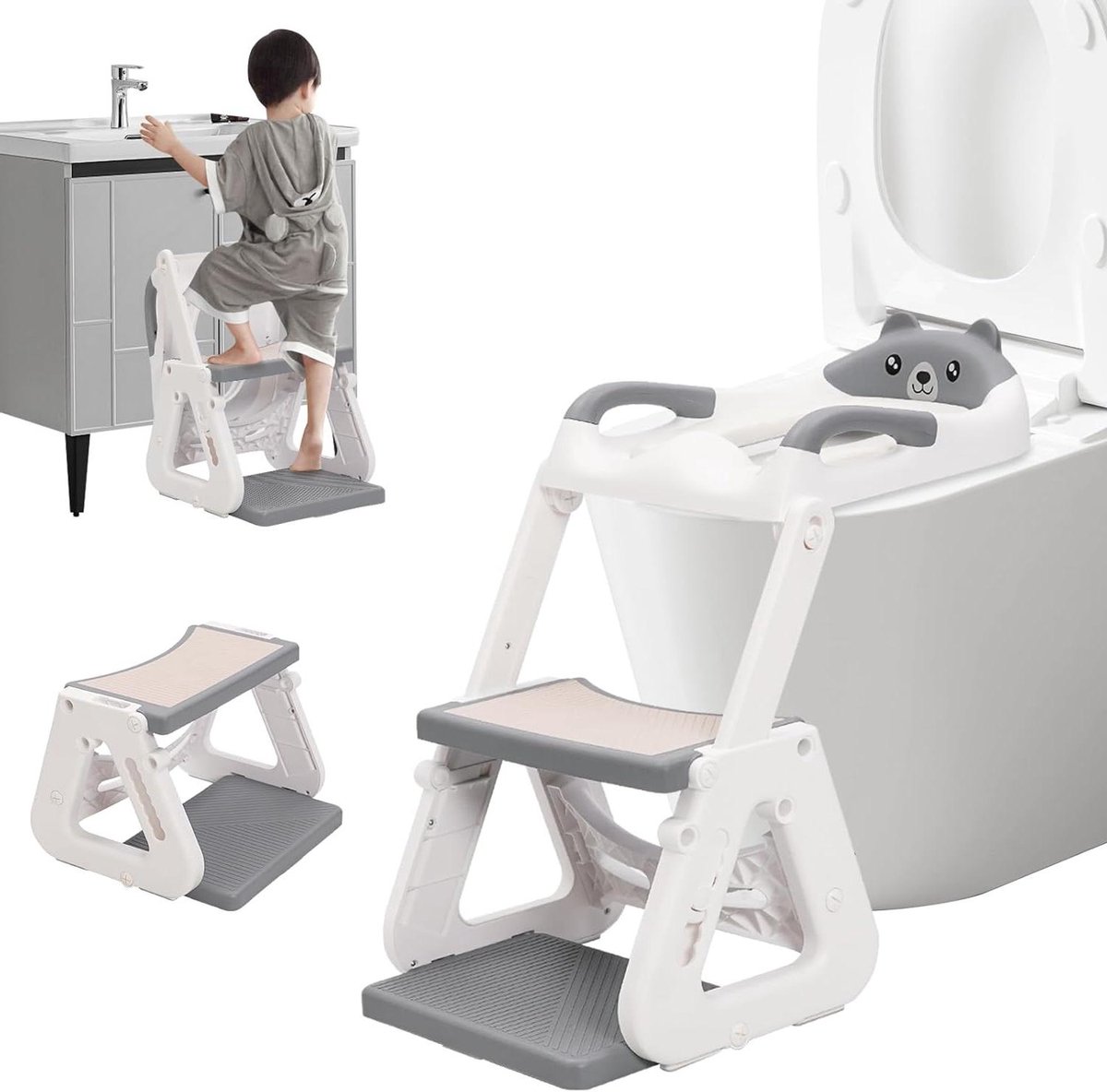 Toiletverkleiner Kinderen - Zindelijkheidstrainer - Zelfstandig Toilet - 3-in-1 met Treden - In Hoogte Verstelbaar - Blauw