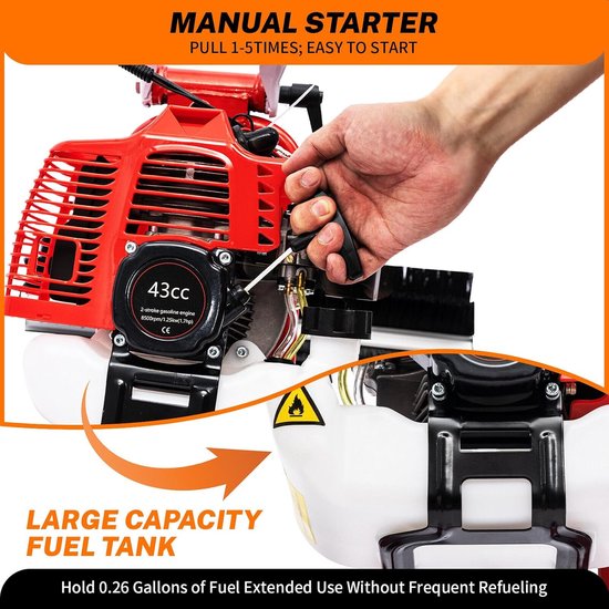 Veegmachine Sneeuwruimer - Elektrische Bezem - Oprit Reinigen - Krachtige Brandstofmotor - 22x20x25 cm Borstel - Zwart — afbeelding 3