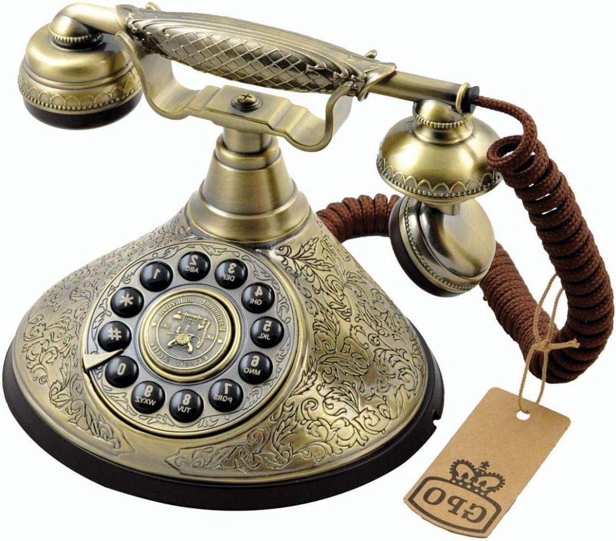 Drukknop Telefoon - Klassieke Vorm - Thuisgebruik - Traditionele Bell - Groot Formaat - Brons Metallic