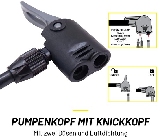 Dubbele Voetpomp met Manometer voor Auto, Fiets en Motorbanden — afbeelding 4