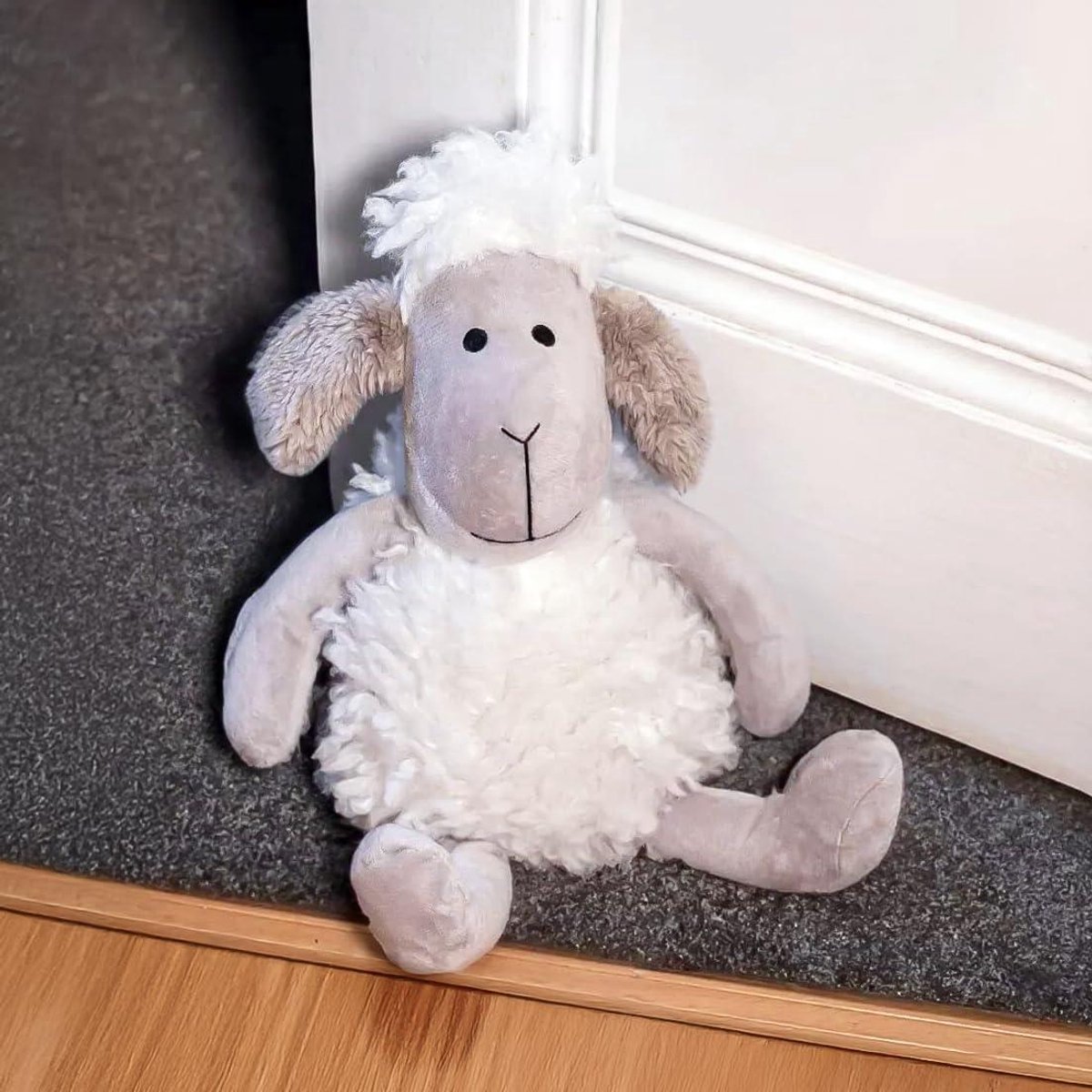 Deur Stopper - Dieren Figuur - Deuren Open Houden - Verzwaarde Stof - 25 x 20 cm - Grijs Schaap