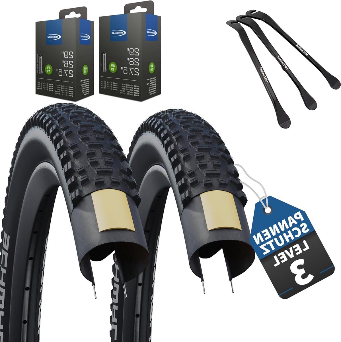 Fietsbanden Set - Binnenbanden Wielset - Mountainbiken Trail - Met Puncture Bescherming - 29 Inch - Zwart
