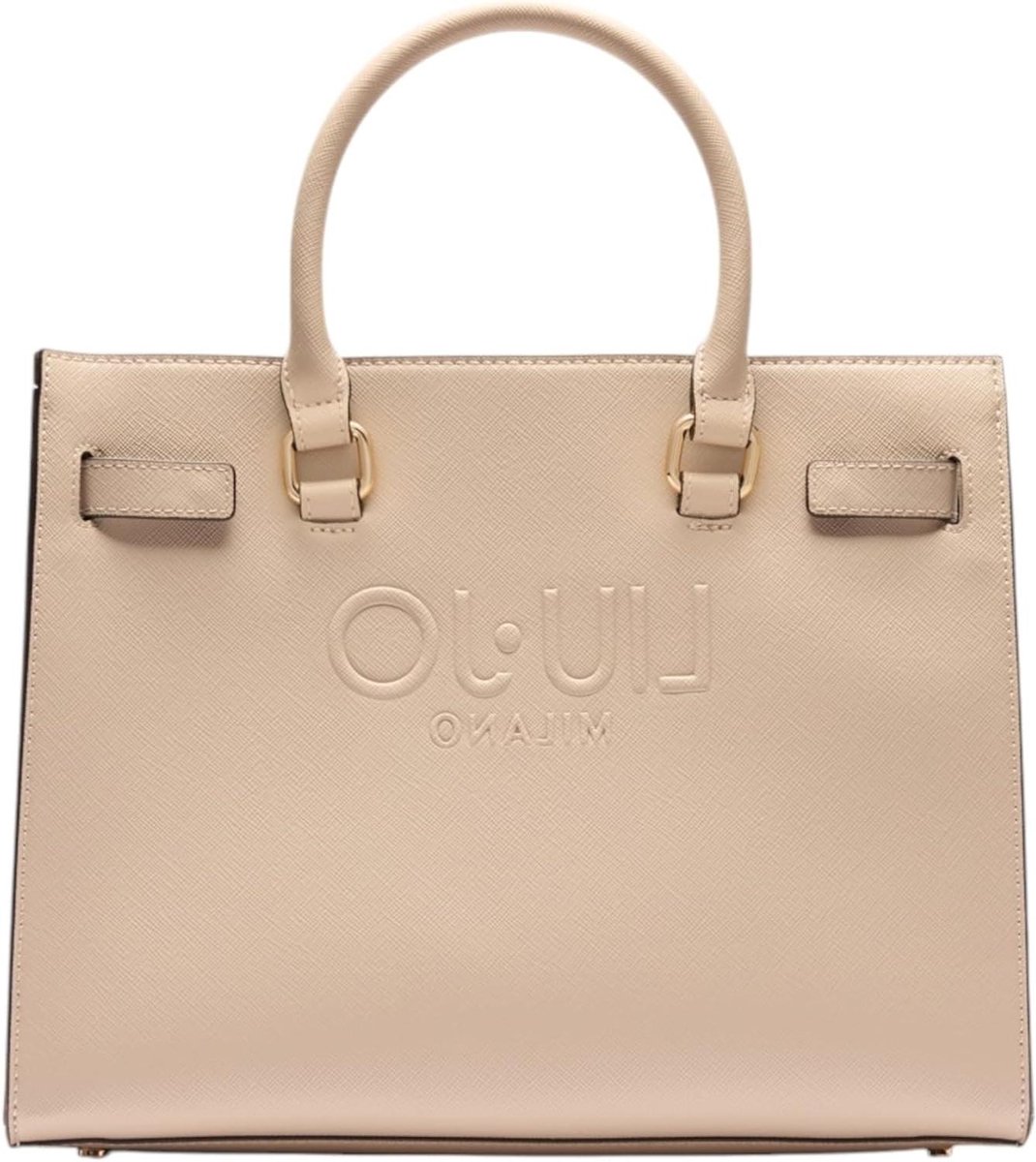 Dames Handtas - Schoudertas Top-handle - Dagelijks Gebruik - Embossed Logo - 32 x 26.5 cm - Licht Beige