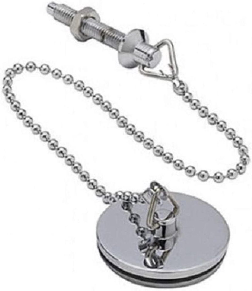 Stootdop met ketting - Deurbuffer metaal - Deur dempen - Verchroomd metaal - 38 mm - Wit